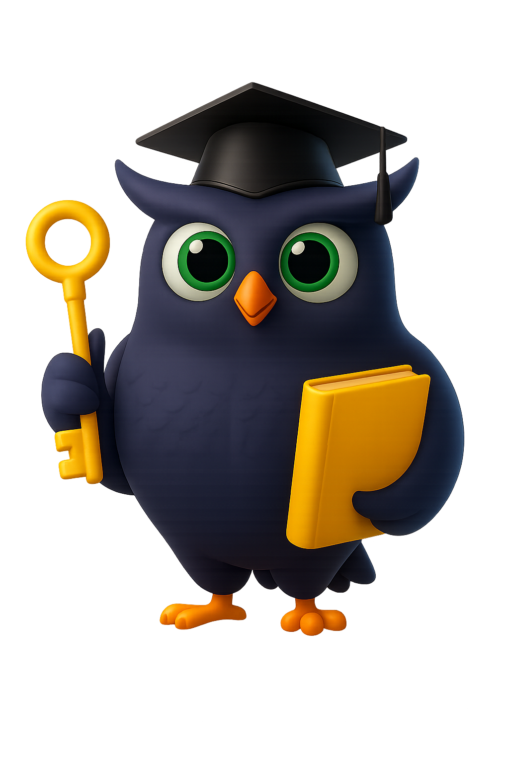 Desenho de coruja mascote da Genial Teachers indicando aprendizado básico de inglês